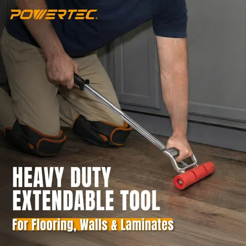 Miniatura 8 de POWERTEC Rodillo Extensible para Piso y Pared para Pisos de Vinilo, Rodillo para Azulejos y Linóleo con Mango Extensible de 17" a 27", 7.5" de Ancho