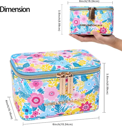 Miniatura 3 de Angelina's Palace Estuche organizador de joyas, regalos de dama de honor, bolsa de viaje, caja de cuero vegano para collar, aretes, pulsera, anillo