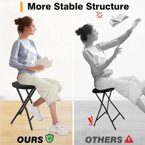 Miniatura 9 de TAVR Furniture Silla plegable portátil con asa, taburete plegable redondo resistente con capacidad de 500 libras para adultos, taburete plegable