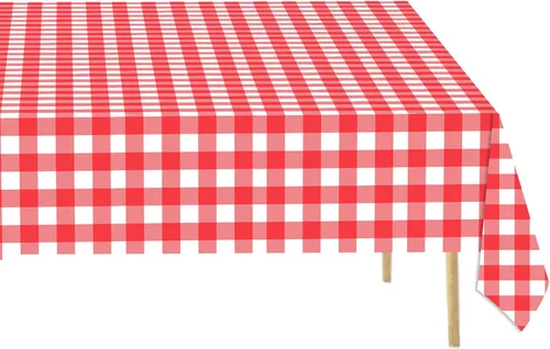 Miniatura 13 de Paquete de 3 manteles rectangulares desechables de 54 x 108 pulgadas, manteles de plástico a cuadros azules y blancos, para fiestas de cumpleaños