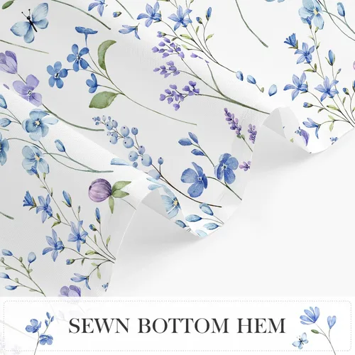 Miniatura 4 de Litabel Cortina de ducha con diseño floral de acuarela, cortina de ducha de flores de mariposa azul para baño, juego de cortina de ducha moderna