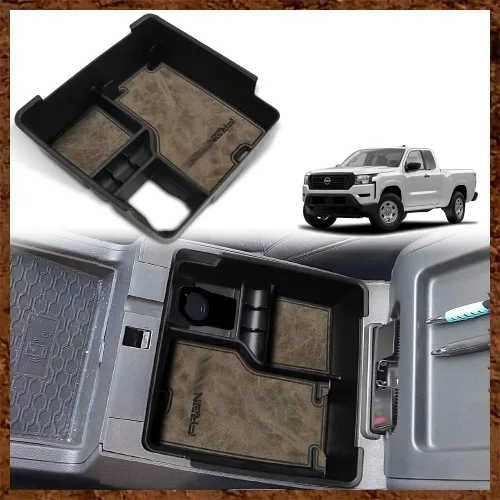 Miniatura 10 de Muslogy Bandeja de cajón de almacenamiento compatible con accesorios Nissan Frontier 2005-2021, organizador de consola central, inserto de silicona