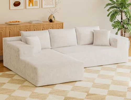 Miniatura 8 de VICTONE Sofás seccional de 108” Cloud, sofá modular sin huesos en forma de L con asiento profundo, sofás tapizados de comodidad moderna para sala