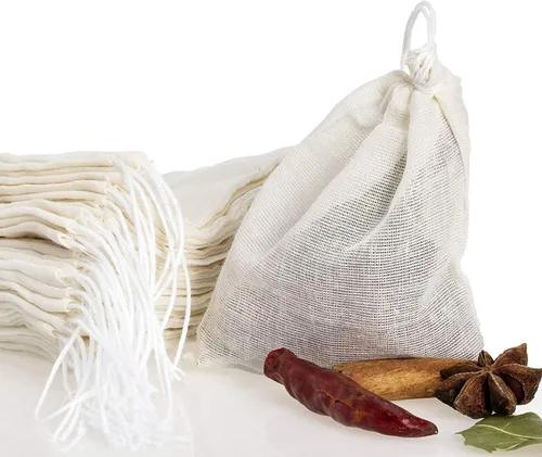 Miniatura 7 de 20 bolsas de muselina con cordón, algodón natural sin blanquear para colar hierbas, estopa, té de café, caldo de salsa de sopa, caldo de hueso