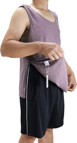 Miniatura 8 de Camiseta sin mangas para poscirugía, hombros y pecho, brazo, a presión, abierto, desgarrar, para quimioterapia, talla unisex