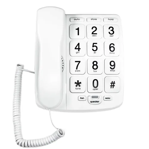 Miniatura 6 de Tyler TBBP-4-WH Teléfono para personas mayores - Teléfono fijo de botón grande para ancianos con altavoz, marcación rápida, control de volumen