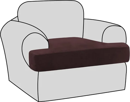 Miniatura 31 de H.VERSAILTEX Fundas de terciopelo elástico para silla con cojín en forma de T para sala de estar, funda de sofá, funda de asiento con cojín