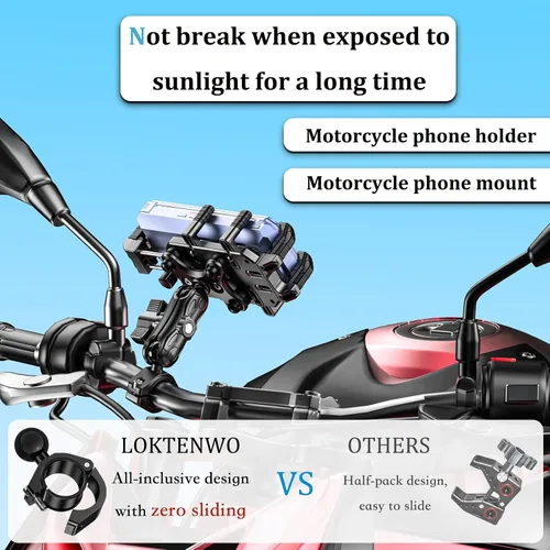 Miniatura 8 de LOKTENWO Soporte de teléfono para motocicleta con amortiguador de vibraciones y bloqueo seguro, [Tamaño ajustable]