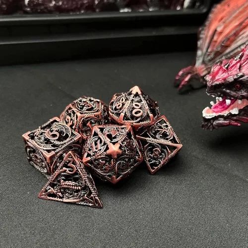 Miniatura 9 de Juego de dados DND de metal hueco para juego D y D, dados poliédricos grandes para Calabozos y Dragones, Warhammer Pathfinder, Cthulhu, MTG, D&D
