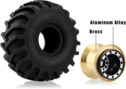 Miniatura 3 de GLOBACT Neumáticos de aluminio Monster Truck RC de 2.677 x 1.299 in para 1/24 AXIAL SCX24 FMS FCX24 RC Crawler Accesorios de actualización de coche