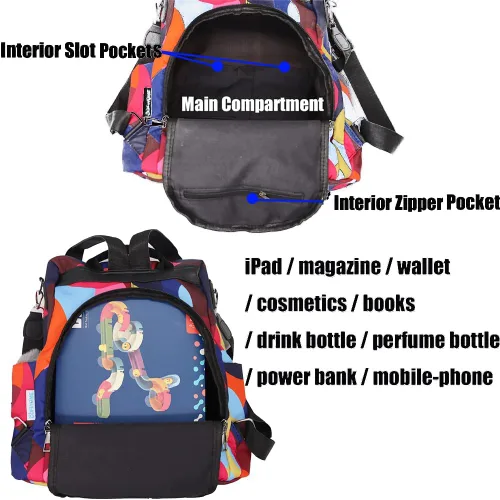 Miniatura 17 de Mochila para mujer, impermeable, antirrobo, bolsa de viaje, estiloA , L, Mochila