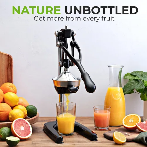 Miniatura 6 de Zulay Kitchen Puplerizer Exprimidor de hierro fundido 9 en 1, exprimidor manual de servicio pesado fácil de limpiar con accesorio prensatelas