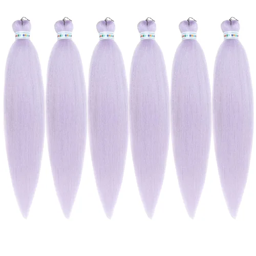 Miniatura 121 de Cabello trenzado preestirado rosa magenta, extensiones de cabello sintético de color rosa para trenzas, no tóxico, hipoalergénico