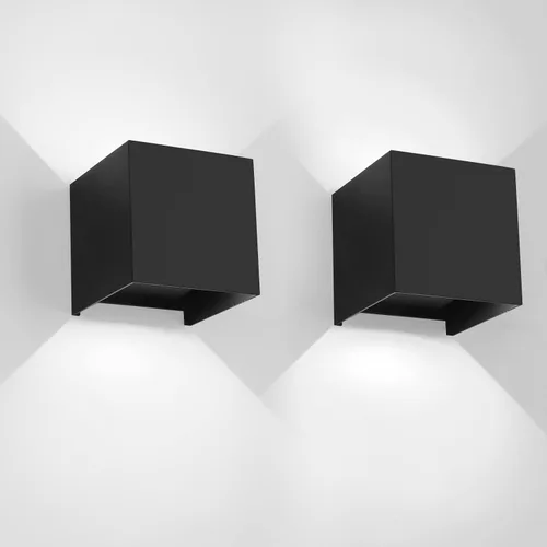 Miniatura 13 de Mille Lucciole Paquete de 2 lámparas de pared para exteriores de 12 W, para exteriores e interiores, apliques de pared LED blancos modernos, IP65