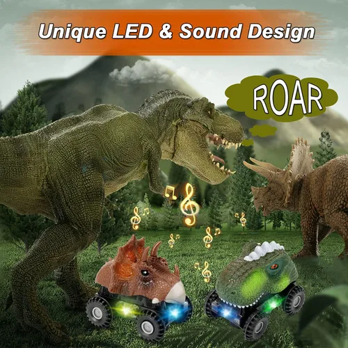 Miniatura 3 de Juguetes de dinosaurio Niskite para niños de 3 a 8 años, coche automático de dinosaurios con linterna LED y sonido dinosaurios, el mejor regalo