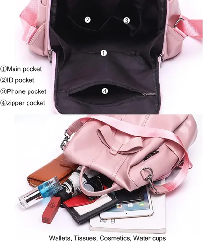Miniatura 6 de XingChen Mochilas y monederos para mujer, de piel sintética, antirrobo, a la moda, casual, ligero, de viaje, bolso de hombro, Negro -, Viajar