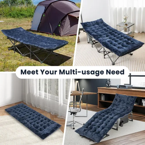 Miniatura 5 de Giantex Almohadilla para cuna de campamento, 75 x 27.5 x 3 pulgadas, cojín reclinable con 4 correas de fijación, cojín grueso para silla de descanso