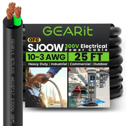 Miniatura 20 de GEARit Cable de alimentación portátil 10/3 10 AWG (100 pies - 3 conductores) SJOOW 300V calibre 10 cable eléctrico para derivaciones de motor, luces