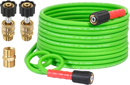 Miniatura 16 de YAMATIC Manguera de lavado a presión de 3600PSI para lavadora eléctrica de 25 pies x 1/4 pulgadas, resistente a las torceduras, manguera de repuesto