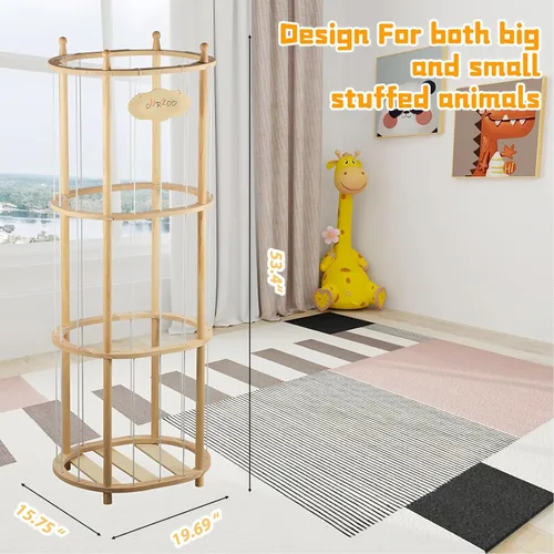 Miniatura 3 de Almacenamiento de animales de peluche extra grande de madera para animales de peluche, organizador de juguetes suaves, jaula de juguete
