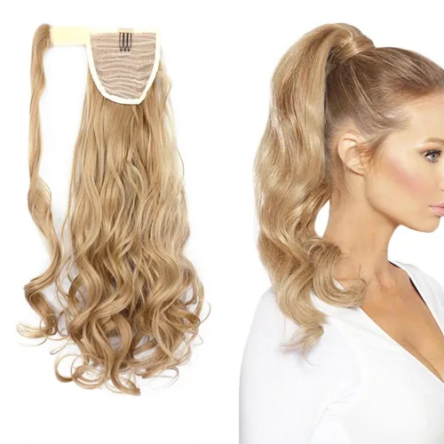 Miniatura 29 de Extensión de cola de caballo de 18 pulgadas para mujer, 3.53 onzas, fibra sintética natural japonesa resistente al calor, color negro azabache #1