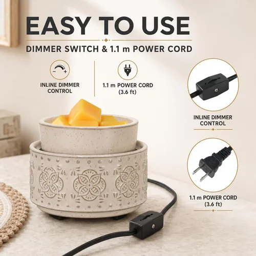 Miniatura 5 de mocosa Calentador de Cera de Cerámica Derretidor de Cera para Cera Perfumada 3-en-1 Calentador de Velas Eléctrico Fragancia para el Hogar Quemador