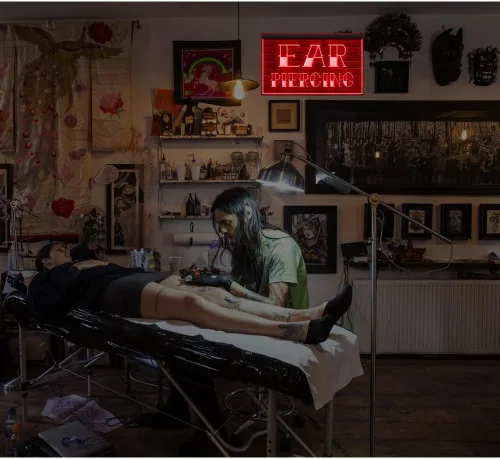 Miniatura 2 de 100013 - Letrero de neón con luz LED abierta para estudio de tatuajes (12 x 8 pulgadas, rojo)
