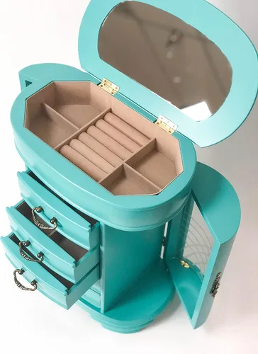 Miniatura 5 de Hives & Honey Daphne - Caja organizadora de joyas de cristal ovalado, color turquesa
