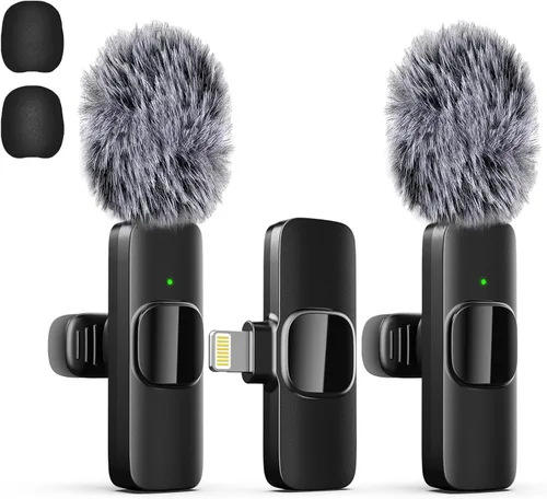 Miniatura 11 de Micrófono inalámbrico profesional de solapa Lavalier para iPhone, iPad, micrófono mini de grabación de video para entrevistas, podcast, Vlog