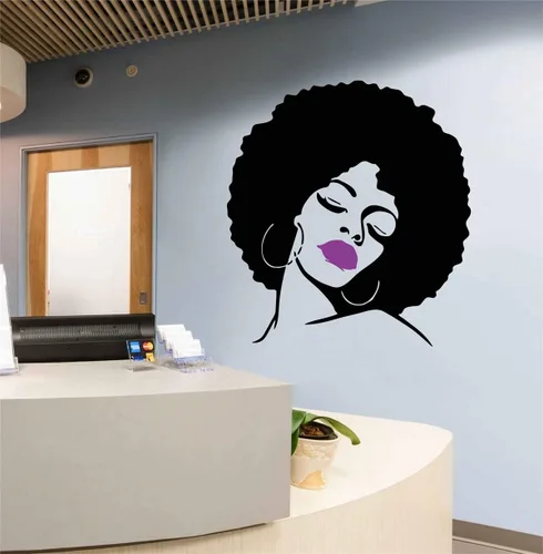 Miniatura 3 de Melissalove - Calcomanías de pared de vinilo para pared, diseño de dama negra, calcomanía de pared grande, para peluquería, spa, bricolaje, papel