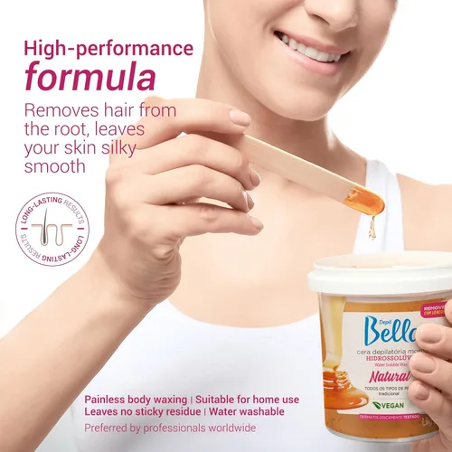 Miniatura 3 de DEPIL BELLA Cera de azúcar brasileña, cera depilatoria para uso personal y profesional, orgánica, natural, vegana, lavable, para todo