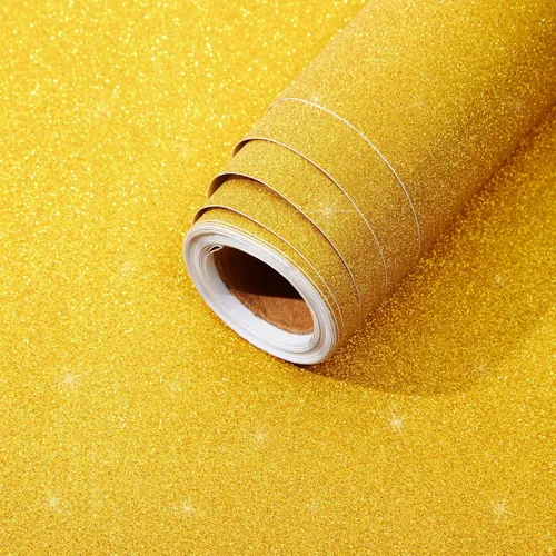 Bright Creations Rollo de papel dorado para póster, rollo de papel adhesivo para manualidades y álbumes de recortes, hojas de purpurina dorada para