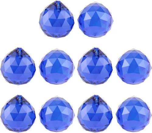 Miniatura 17 de Queenbox - 10 colgantes colgantes de cristal de 1.575 pulgadas (1.575 in) con agujero para lámpara de araña Feng Shui ventana, color azul claro