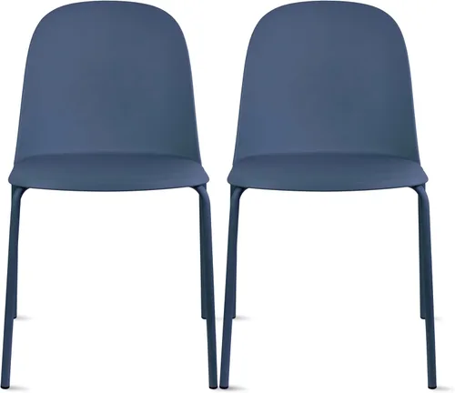 Miniatura 32 de 2xhome Silla de comedor moderna apilable sin brazos Asiento de plástico con patas de metal Uso en interiores o exteriores Patio de cocina