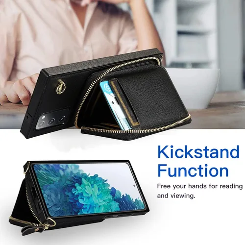 Miniatura 5 de Asuwish Funda de teléfono para Samsung Galaxy S20 FE 5G de 6.5 pulgadas con protector de pantalla y soporte para tarjetas con cremallera, soporte