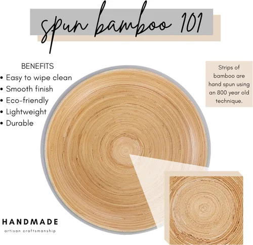 Miniatura 2 de Frutero para encimera de cocina – Bambú hilado hecho a mano, cesta grande de frutas de 11.75 pulgadas, cuenco decorativo ecológico para decoración