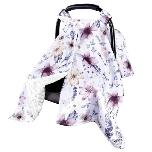 Miniatura 12 de Funda para Asiento de Carro de Bebé, Toldo de Asiento de Carro con Abertura Peekaboo de Primavera para Bebés Niñas y Niños, Fundas de Lactancia Flor