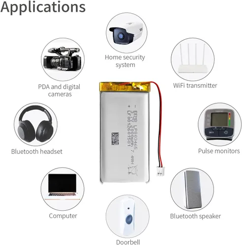 Miniatura 5 de EEMB Batería de polímero de litio 3.7V 2000mAh 803465 Lipo Batería recargable con conector JST de cable para altavoz y dispositivo inalámbrico