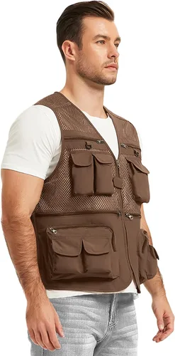 Miniatura 3 de Chaleco Flygo para hombre, para pesca, trabajo, safari, viaje de reportajes o para actividades al aire libre en verano, con bolsillos