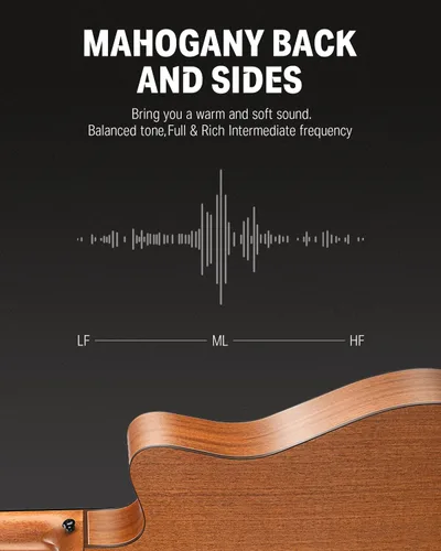 Miniatura 3 de Donner DAG-1CL - Kit de guitarra acústica para zurdos para principiantes y adultos, tamaño completo, juego de guitarra acustica zurdos con correa