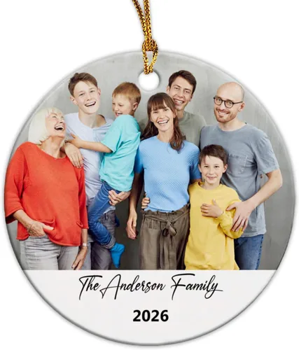Miniatura 18 de Adorno de Navidad con foto personalizada 2025 para la familia, aniversario como el señor y la señora abuelos, carga cualquier imagen, cualquier foto
