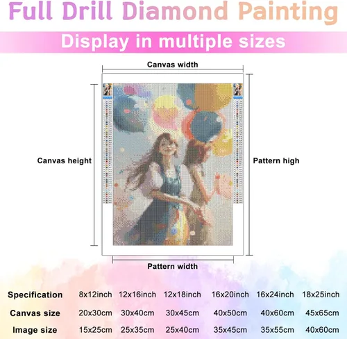Miniatura 5 de Kits de pintura de diamantes 5D para adultos, globo, pintura con diamantes de río, lienzo redondo de diamantes de imitación para decoración de pared