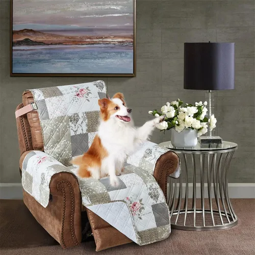 Miniatura 46 de Brilliant Sunshine Funda acolchada para silla con diseño de retazos de corazón de amor burdeos, 23 pulgadas de ancho de asiento, protector