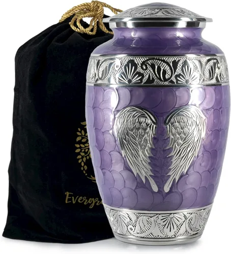 Miniatura 8 de Urnas de cremación para cenizas humanas de adultos femeninos y masculinos – Urnas de entierro y funeral decorativas grandes con diseño de alas