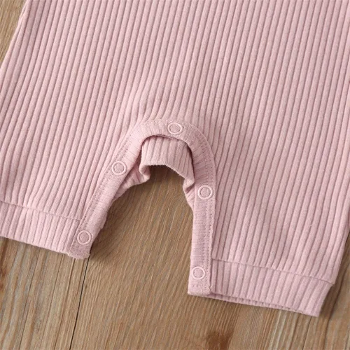 Miniatura 52 de Mameluco unisex de manga corta para bebé recién nacido, con botones, de una pieza, ropa de color sólido