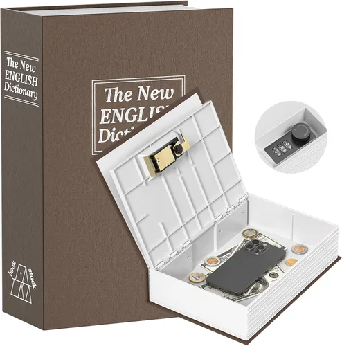 Miniatura 8 de KMC Caja fuerte con cerradura de combinación, caja fuerte de metal con diseño de diccionario para adultos, alcancía oculta para ahorrar dinero