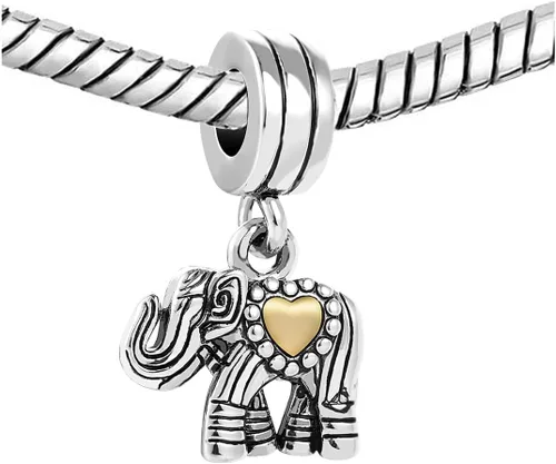 Miniatura 2 de KunBead Cuentas colgantes de elefante compatibles con pulseras Pandora, Cobre, vidrio