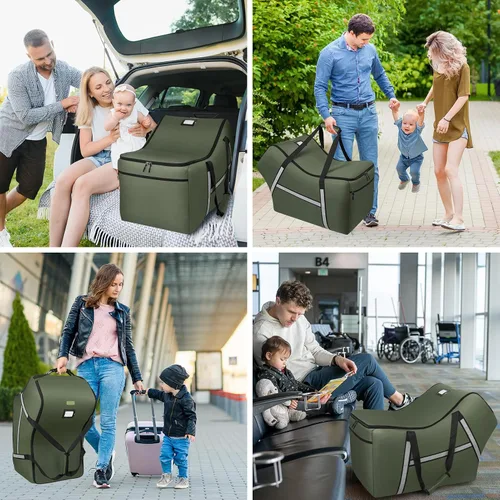 Miniatura 7 de Bolsa de viaje para asiento de carro infantil para avión, compatible con todos los asientos de carro Nuna Pipa y base, Chicco KeyFit 30 y base, Verde