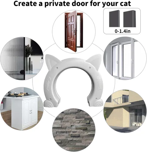 Miniatura 4 de Fhiny Puerta interior de puerta para gatos, puertas de gatitos de 8.5 pulgadas de diámetro sin solapa para pared, duraderas y fáciles de instalar