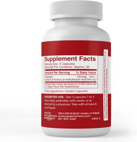 Miniatura 3 de Pure Original Ingredients HMB, (100 cápsulas) siempre puro, sin aditivos ni rellenos, verificado por laboratorio